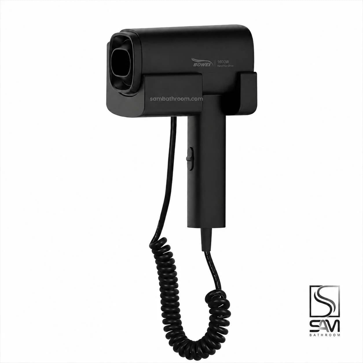 سشوار دیواری 1600 وات مشکی مات