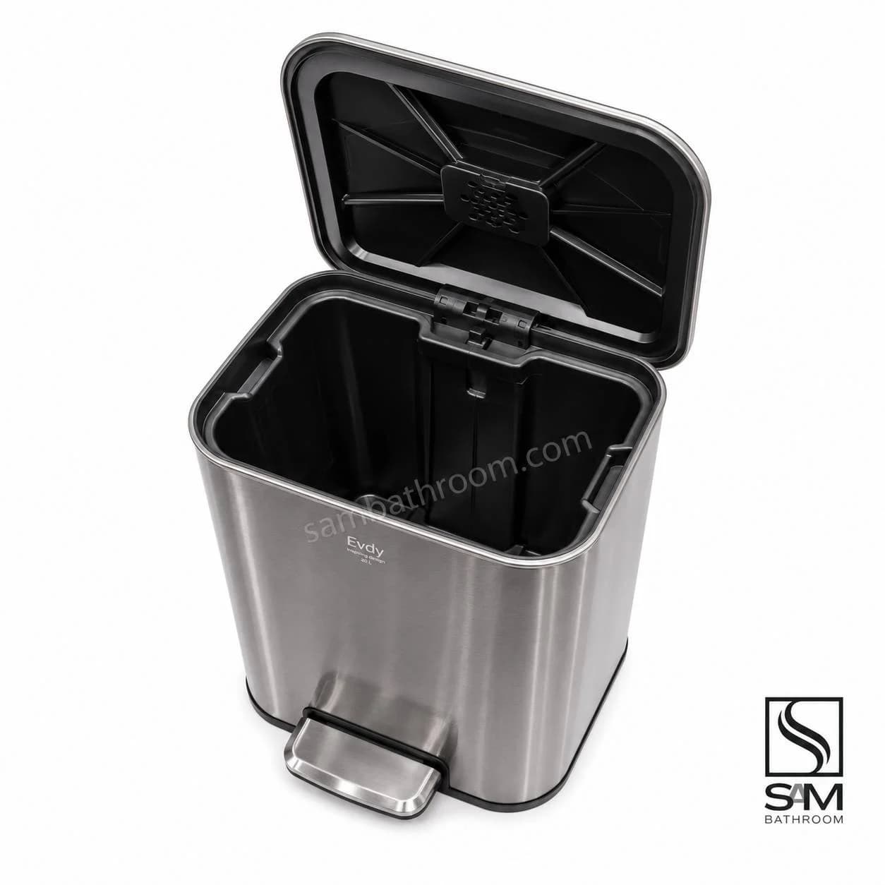 سطل زباله 30 لیتری اودی (Evdy) مدل 25015 رنگ تیتانیوم — تصویر ۴