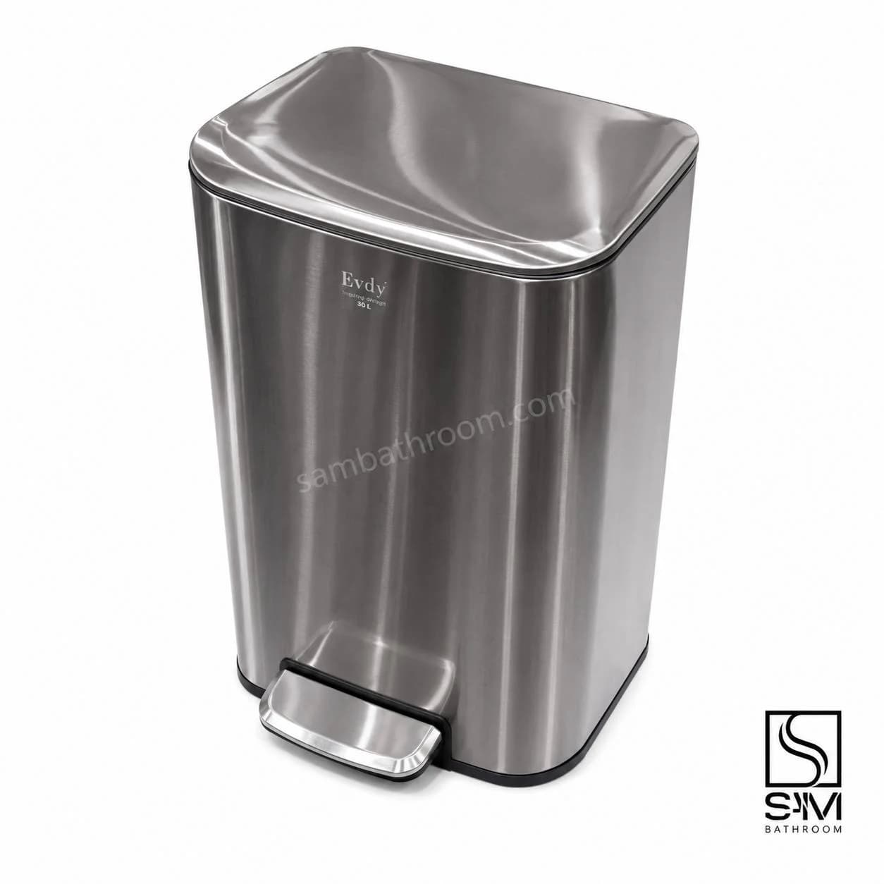 سطل زباله 30 لیتری اودی (Evdy) مدل 25015 رنگ تیتانیوم — تصویر ۳