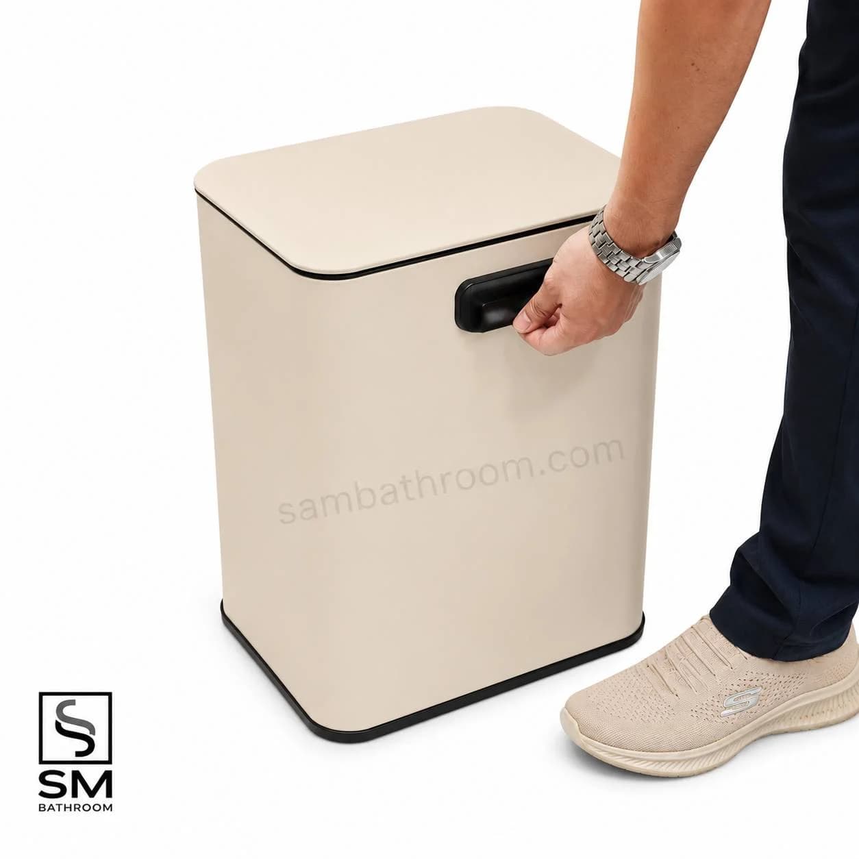 سطل زباله 30 لیتری اودی (Evdy) مدل 25015 رنگ کرم — تصویر ۴