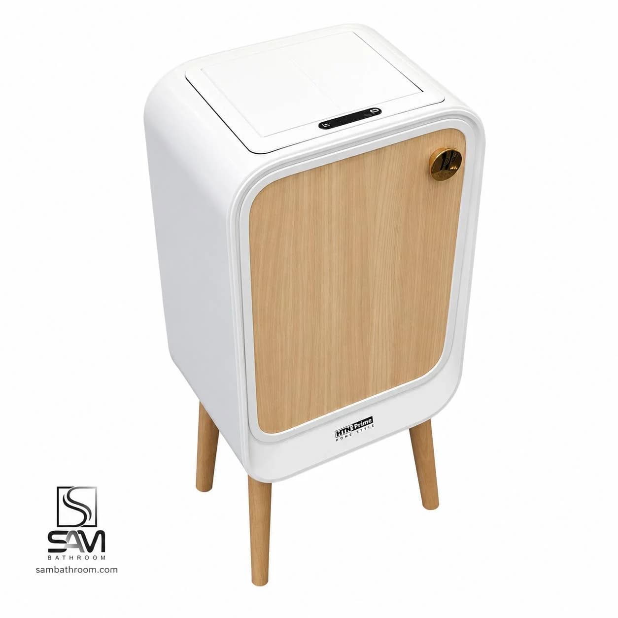 سطل 20 لیتری چشمی پایه‌دار سفید چوبی HTN Prime مدل HTD417 — تصویر ۶