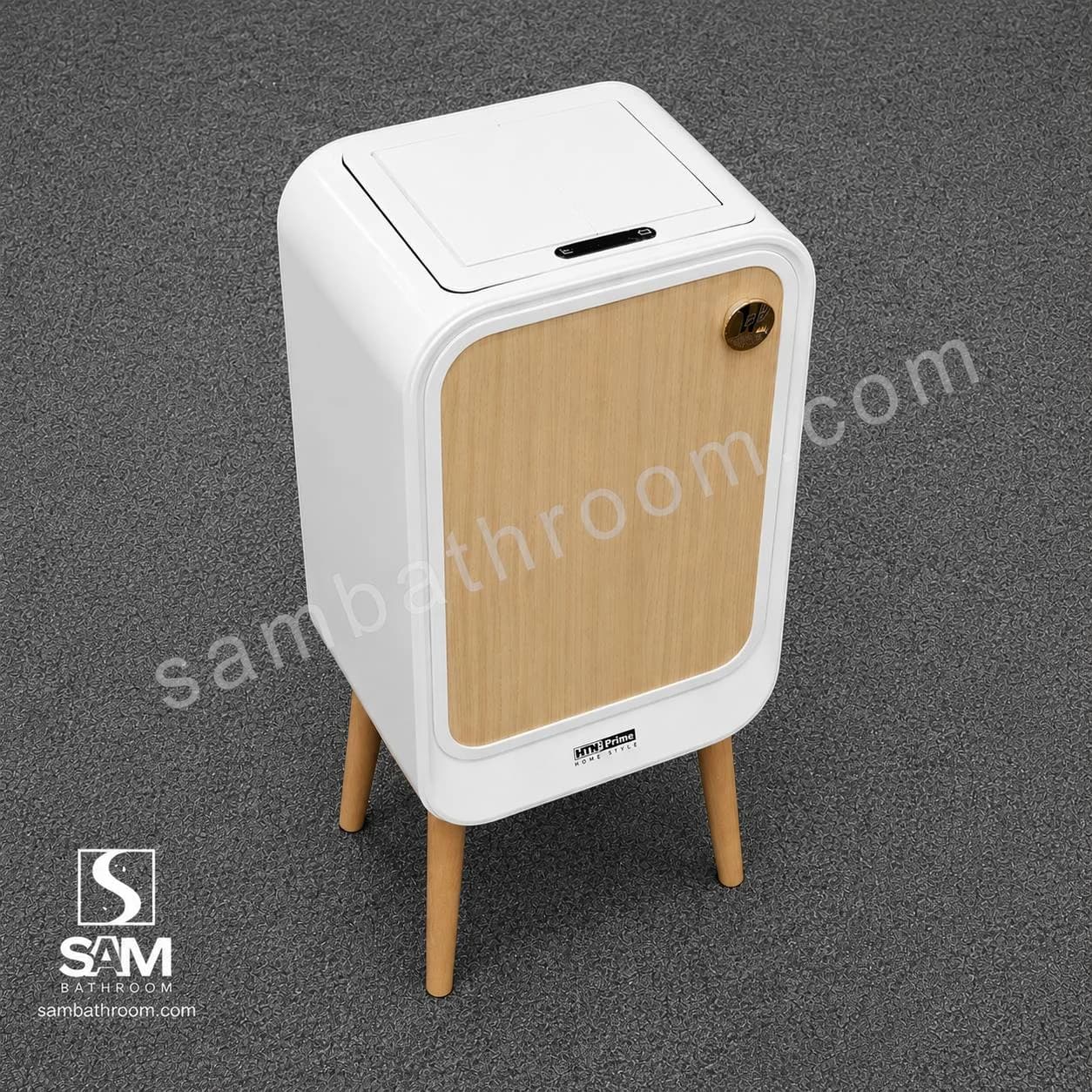 سطل 20 لیتری چشمی پایه‌دار سفید چوبی HTN Prime مدل HTD417 — تصویر ۲