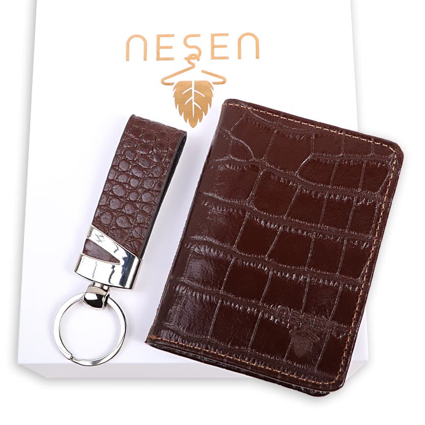ست هدیه چرم طبیعی مردانه NESEN کد TT2 — تصویر ۳