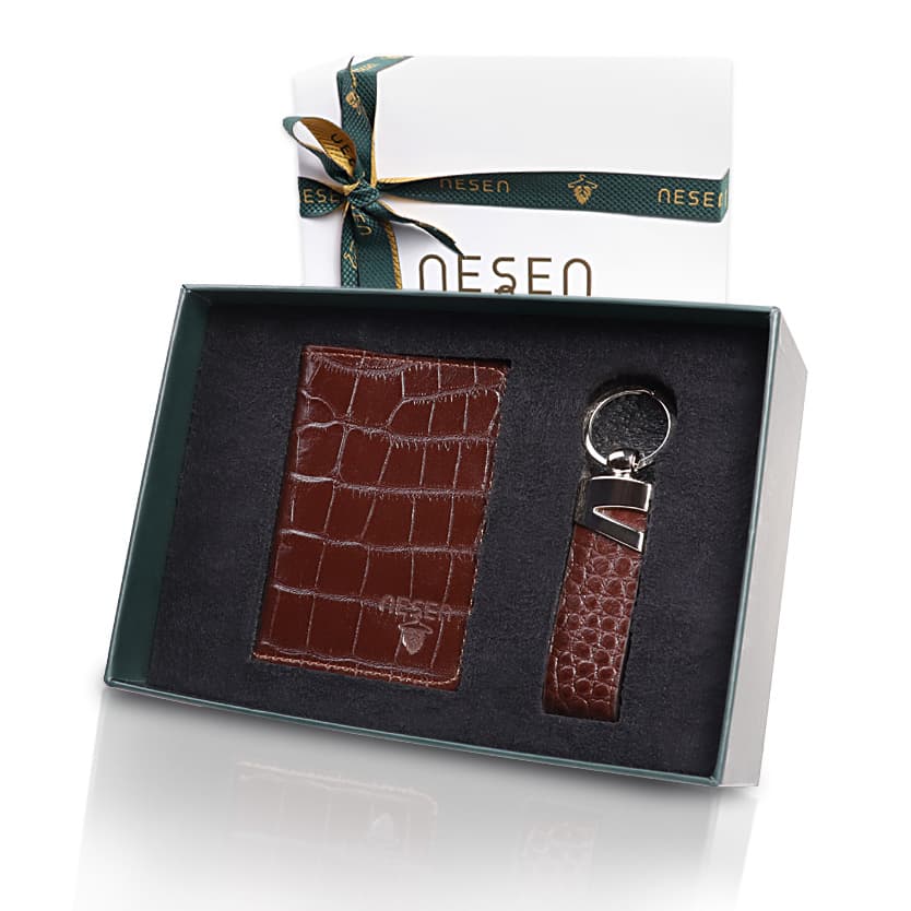ست هدیه چرم طبیعی مردانه NESEN کد TT2