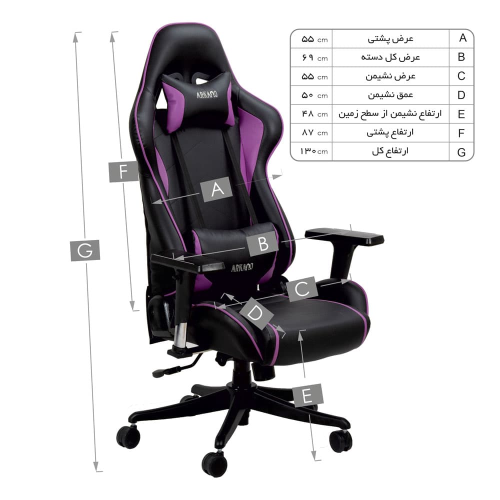 صندلی گیمینگ آرکانو مدل ریسینگ کد D610TF3 — تصویر ۲