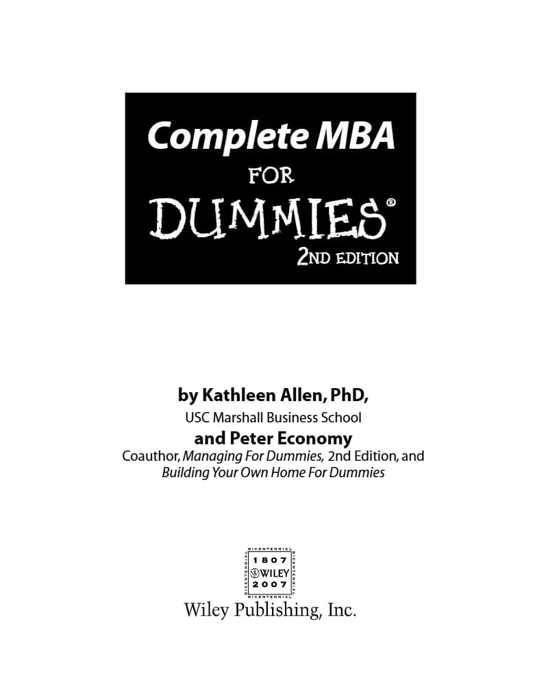 کتاب Complete MBA for Dummies (مدیریت ارشد کسب‌وکار به زبان ساده) نسخه انگلیسی PDF | کاتلین آر. آلن