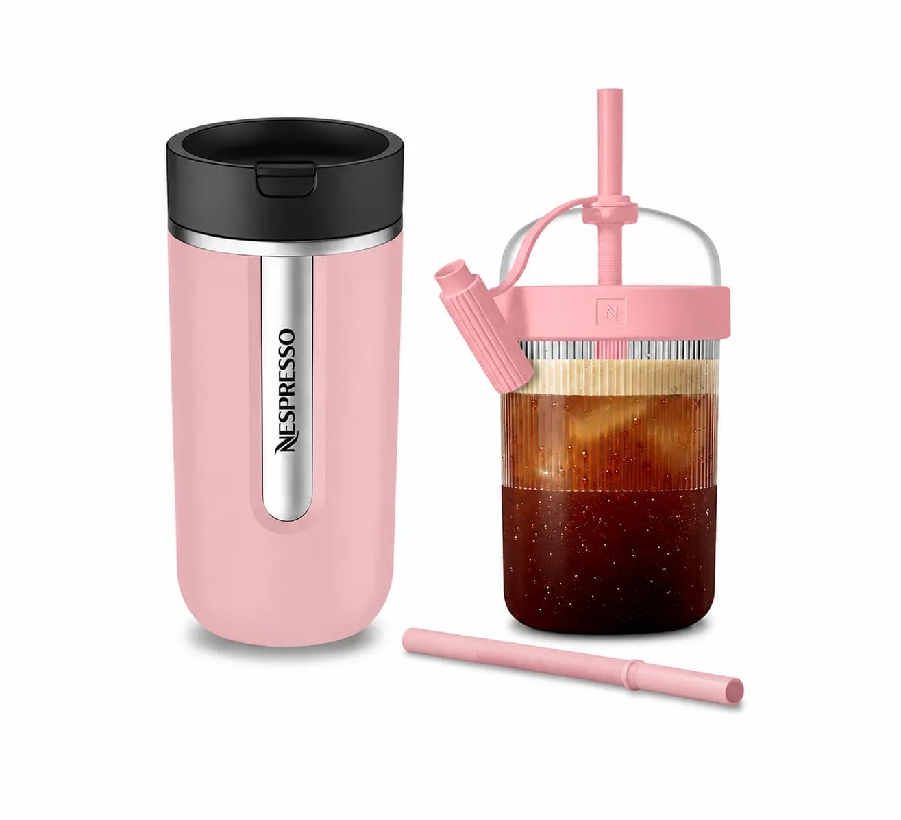 ست تراول ماگ و بطری نوشیدنی سرد نسپرسو Bubble Gum «صورتی» | Nespresso Travel Mug & Travel Tumbler Bubble Gum — تصویر ۳