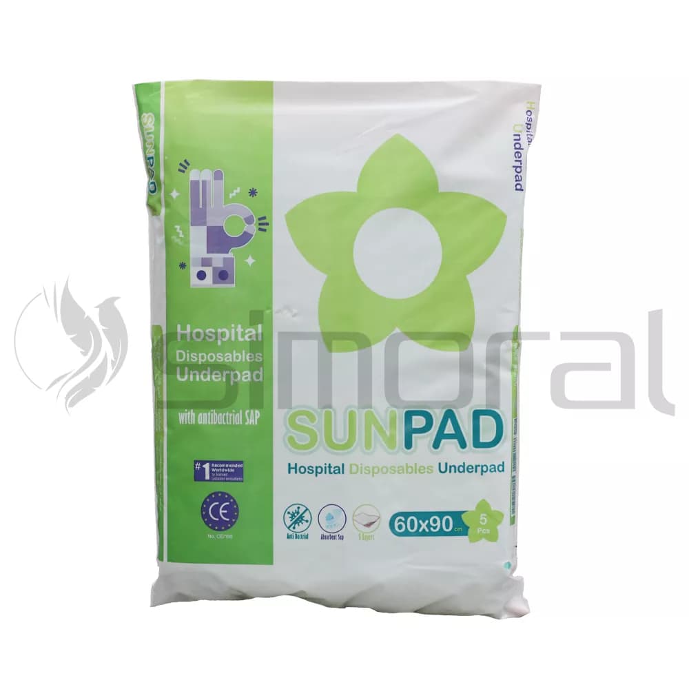 زیر انداز بهداشتی بیمار (دروشیت) سان پد SunPad سایز 90*60 (بسته 5عددی) — تصویر ۲