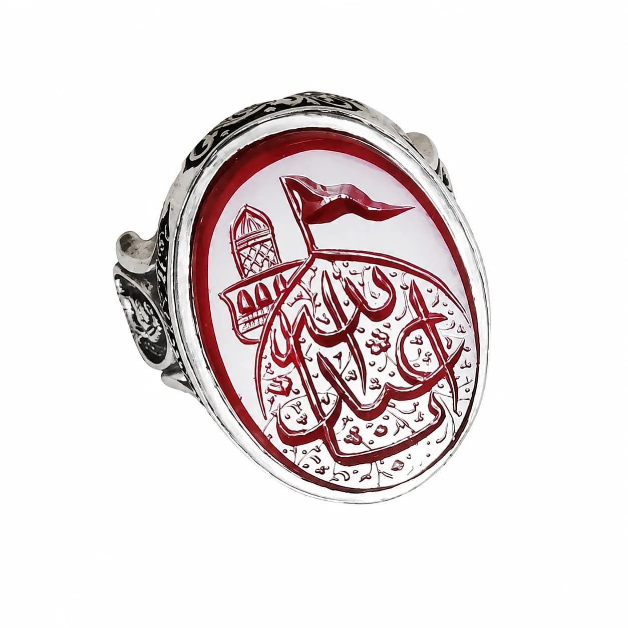 انگشتر نقره مردانه طرح یا اباعبدالله و حرم امام حسین (ع)