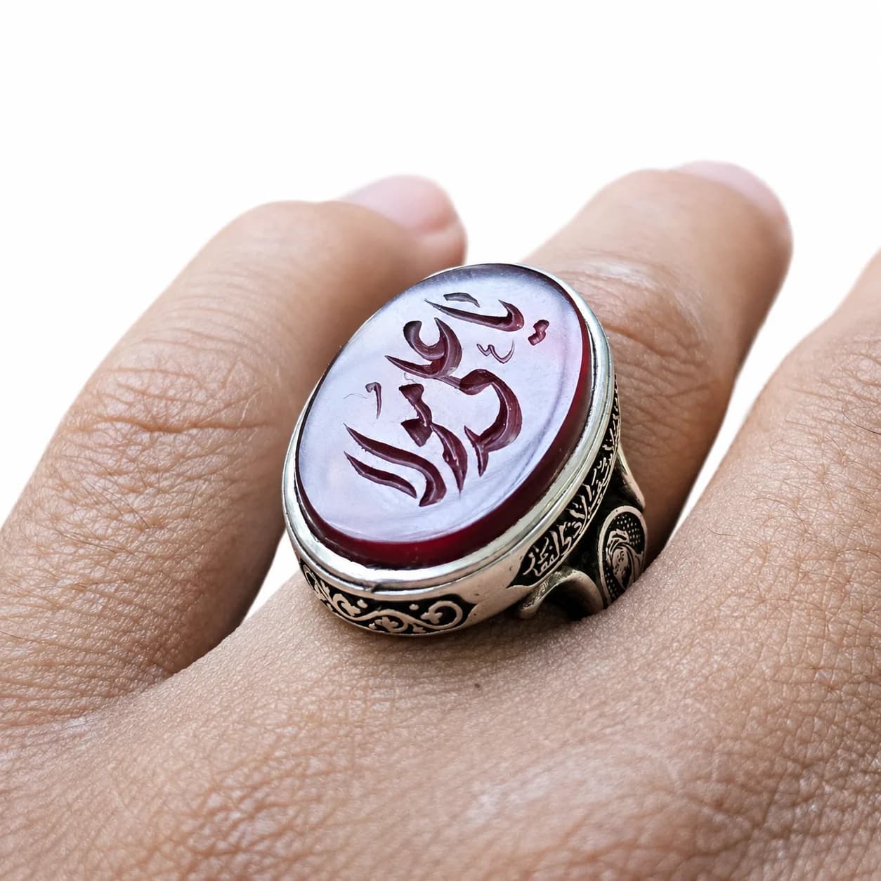 انگشتر مردانه نقره طرح یا علی مولا — تصویر ۵