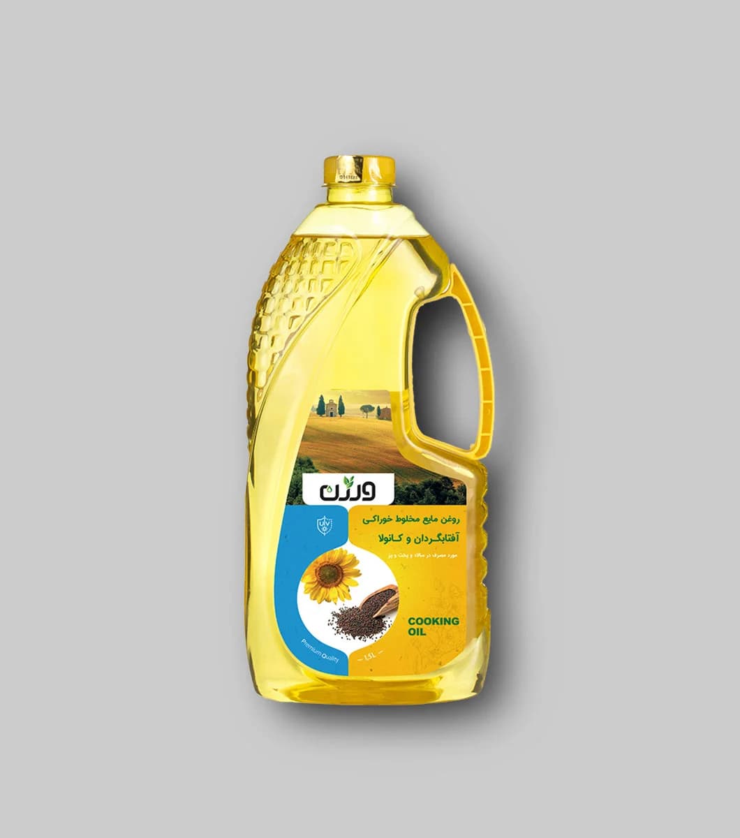 روغن مایع مخلوط خوراکی آفتابگردان و کانولا(1500 میلی لیتری)