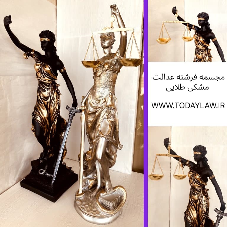 مجسمه فرشته عدالت مشکی طلایی — تصویر ۴