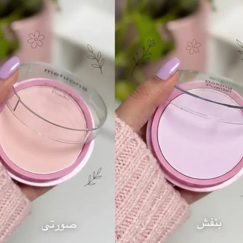 پودر فیکس فشرده مهرونا رنگ صورتی و یاسی — تصویر ۹