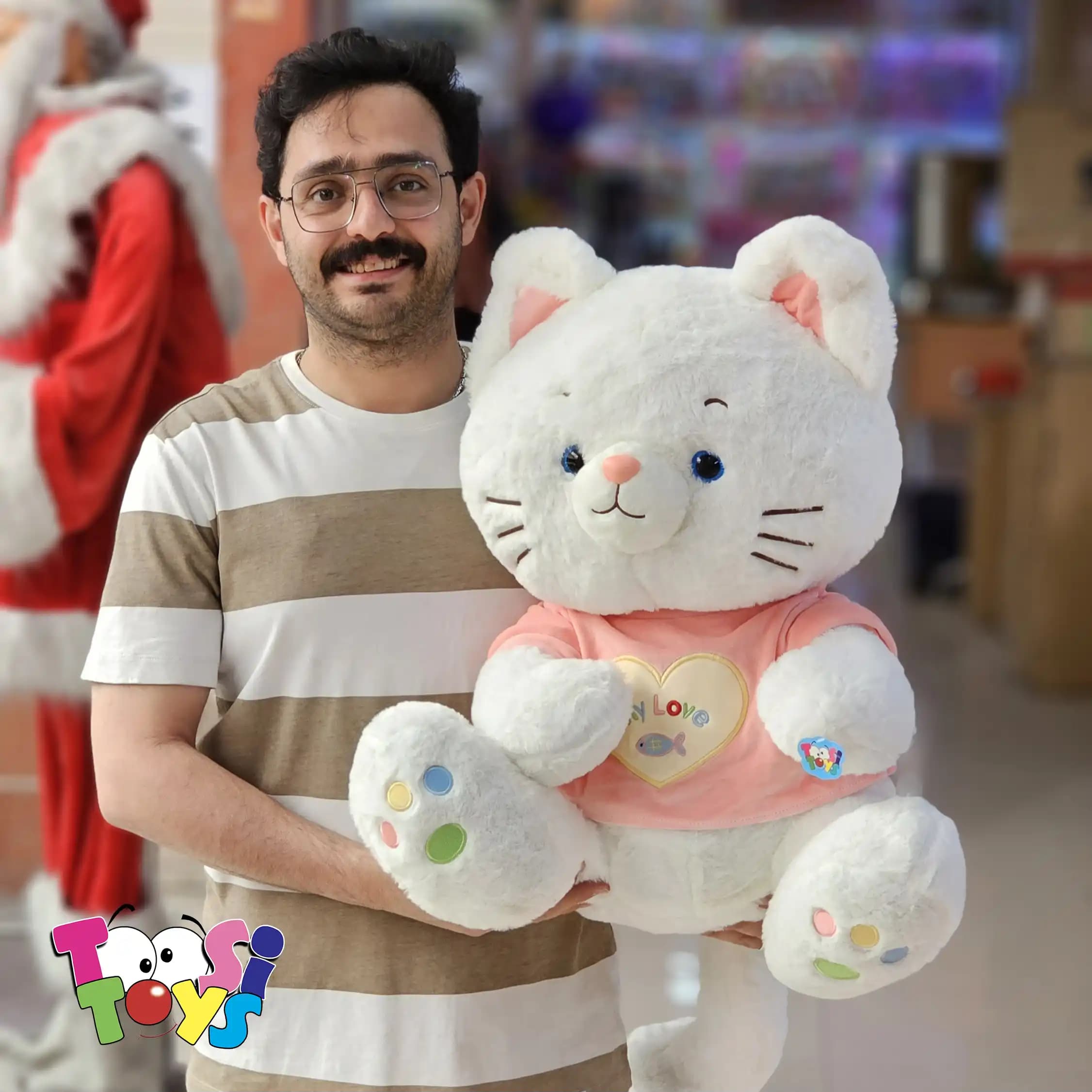 عروسک گربه نشسته لباس دار — تصویر ۴