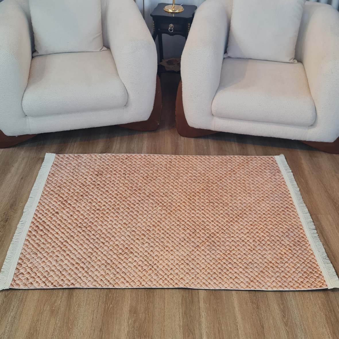 فرش ماشینی چاپی | فرشینه مخمل هازان ترک استپ دار (ضد سر) طرح مدرن کد U220 — تصویر ۷