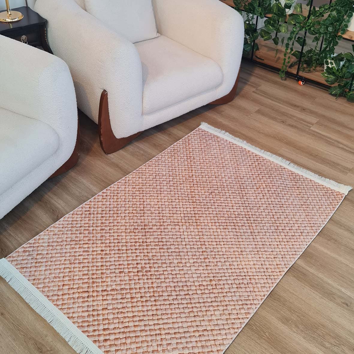 فرش ماشینی چاپی | فرشینه مخمل هازان ترک استپ دار (ضد سر) طرح مدرن کد U220 — تصویر ۶