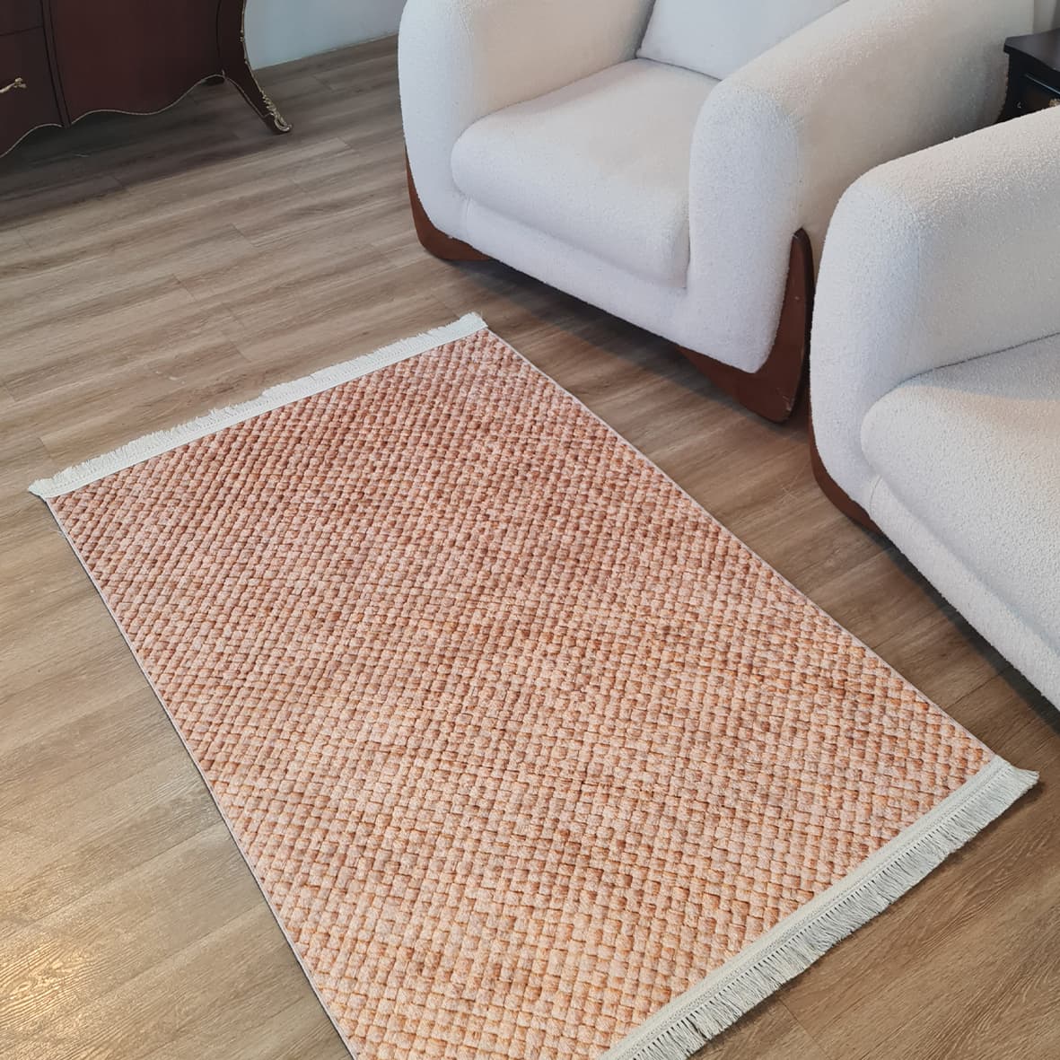 فرش ماشینی چاپی | فرشینه مخمل هازان ترک استپ دار (ضد سر) طرح مدرن کد U220 — تصویر ۹