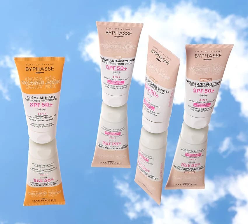 ضد آفتاب رنگی 3کاره ضد چروک ضد لک و آبرسان SPF50 مدل لایت light بایفاس Byphasse — تصویر ۶