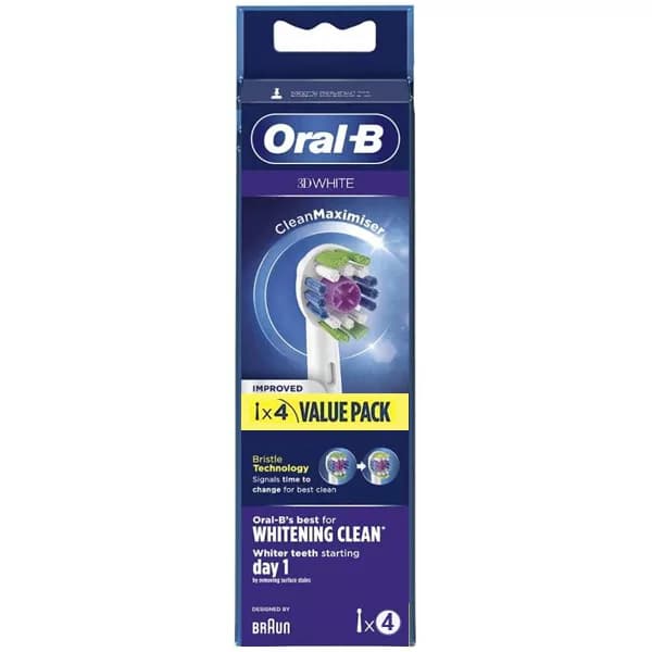 سری یدک مسواک برقی اورال بی مدل 3D WHITE بسته 4 عددی — تصویر ۳