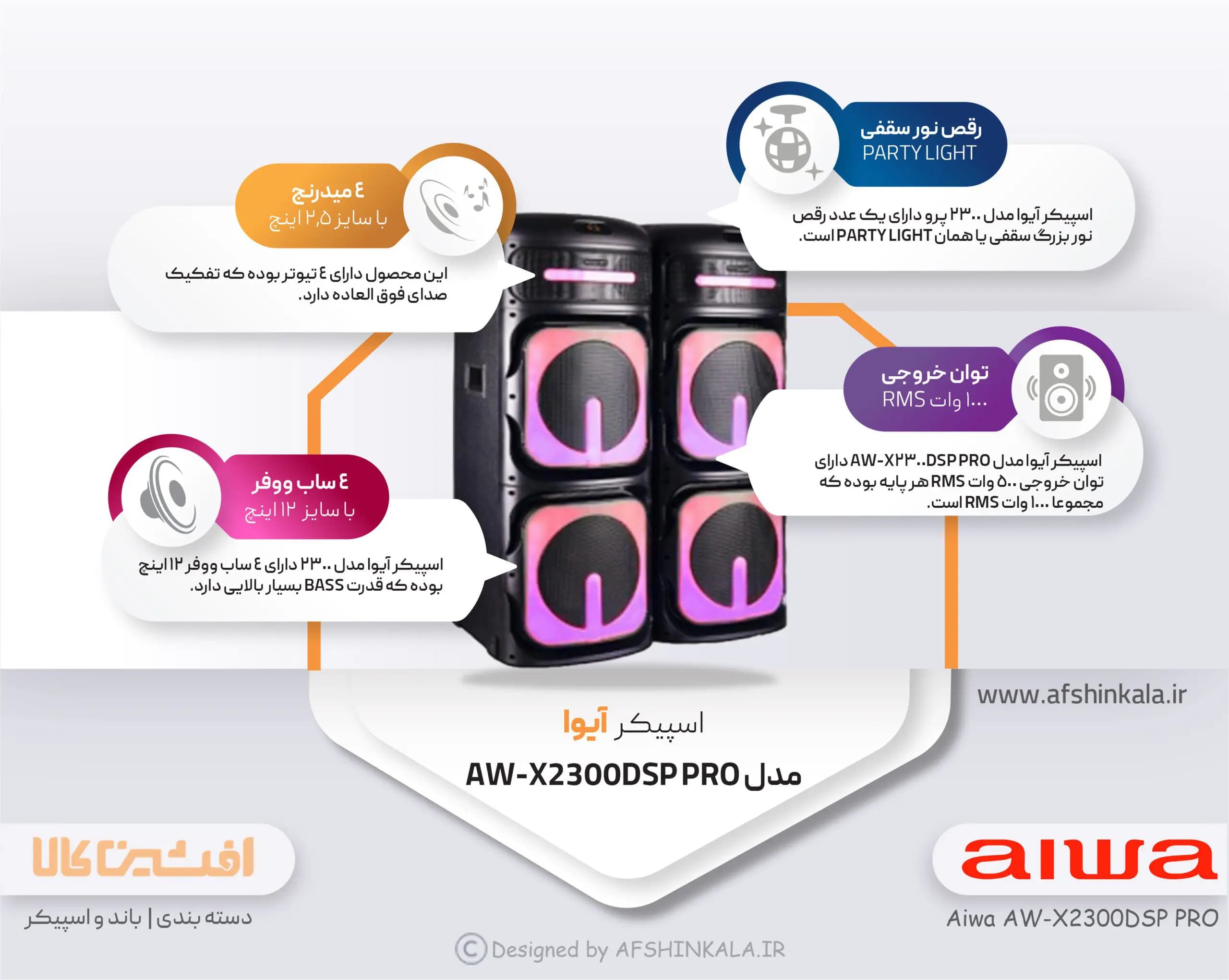 اسپیکر آیوا مدل 2300 پرو (AW-X2300DSP PRO) — تصویر ۱۰