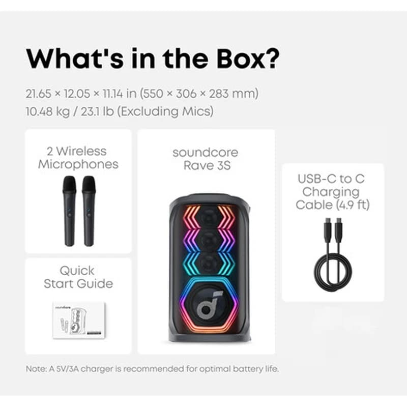 اسپیکر بلوتوثی انکر Soundcore Rave 3S مدل A31A3012 — تصویر ۲