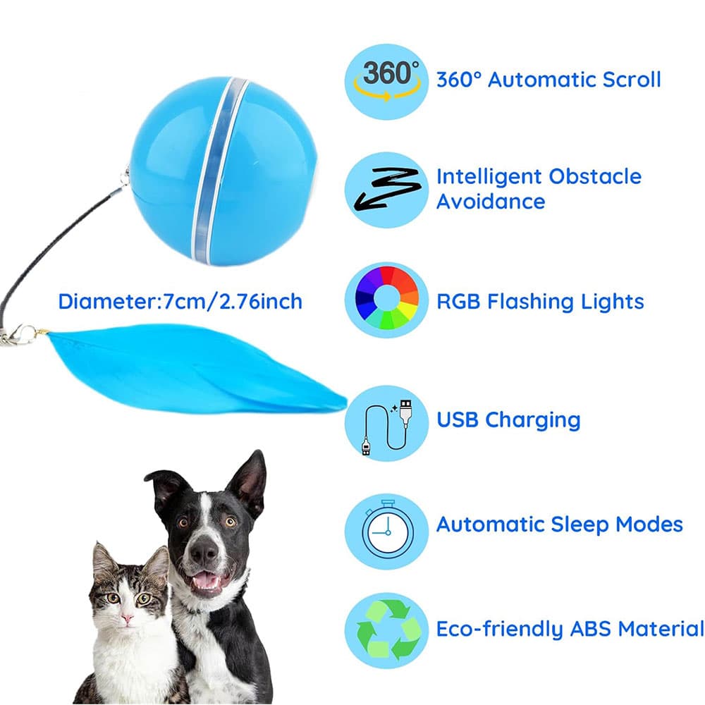 توپ هوشمند و متحرک مخصوص سگ و گربه با نور LED و شارژ USB — تصویر ۷