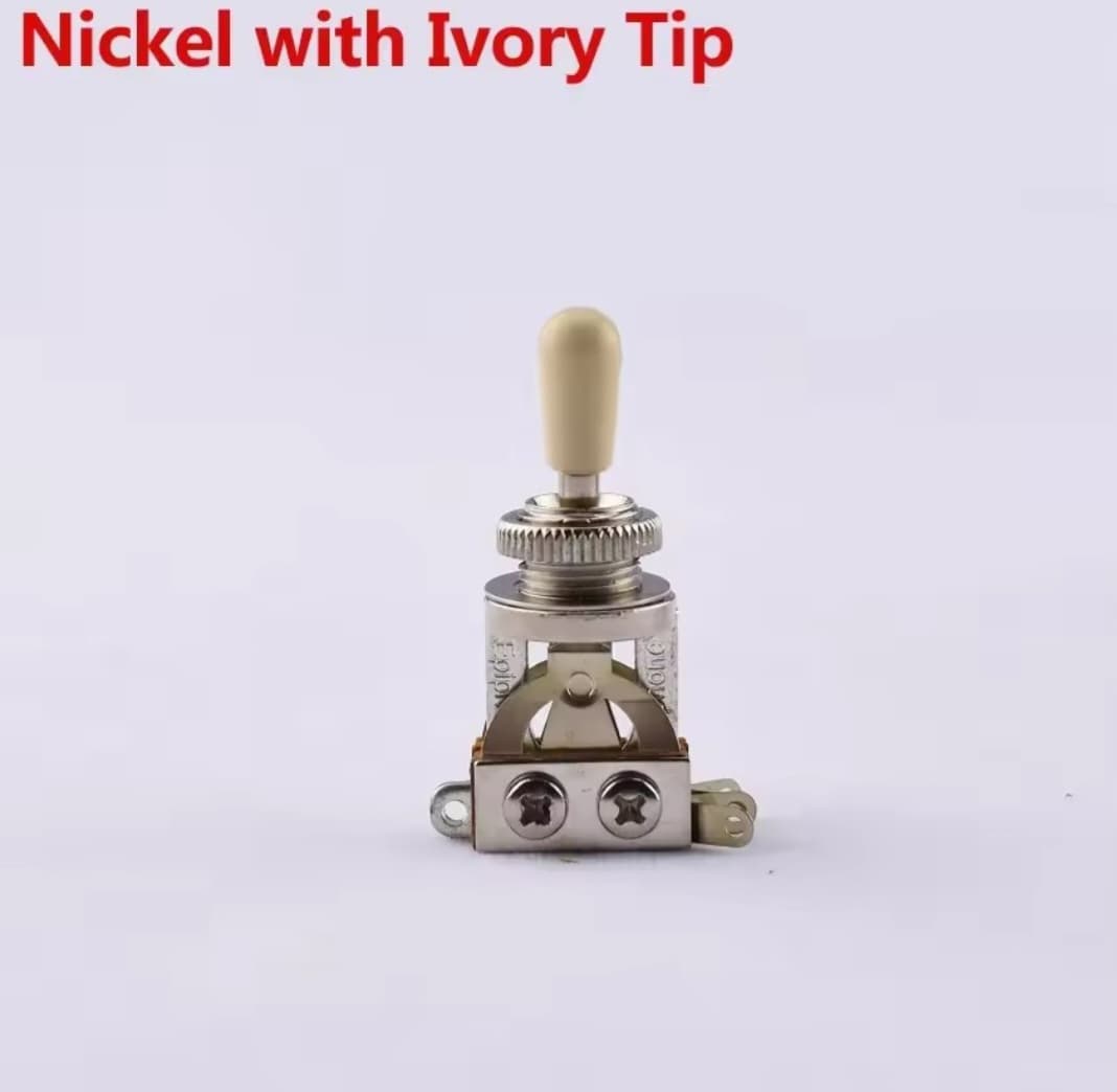 تاگل سوئیچ سلکتور حالته گیتار الکتریک Epiphone ساخت کره، رنگ نیکل با ناب Ivory — تصویر ۶