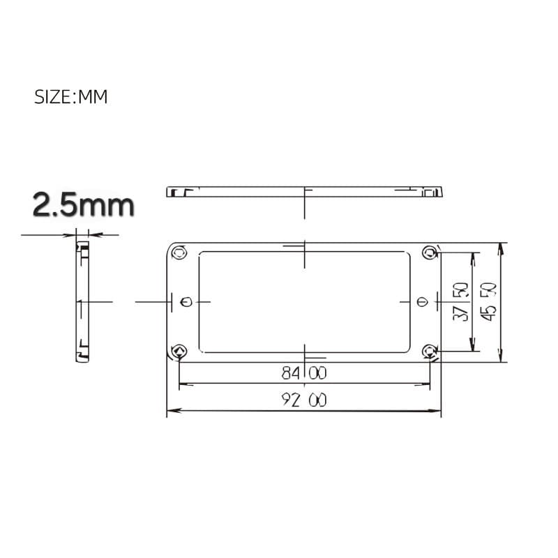 فریم پیکاپ هامباکر فلت (Flat) گیتار الکتریک رنگ مشکی 2.5×2.5 میلی متری — تصویر ۵