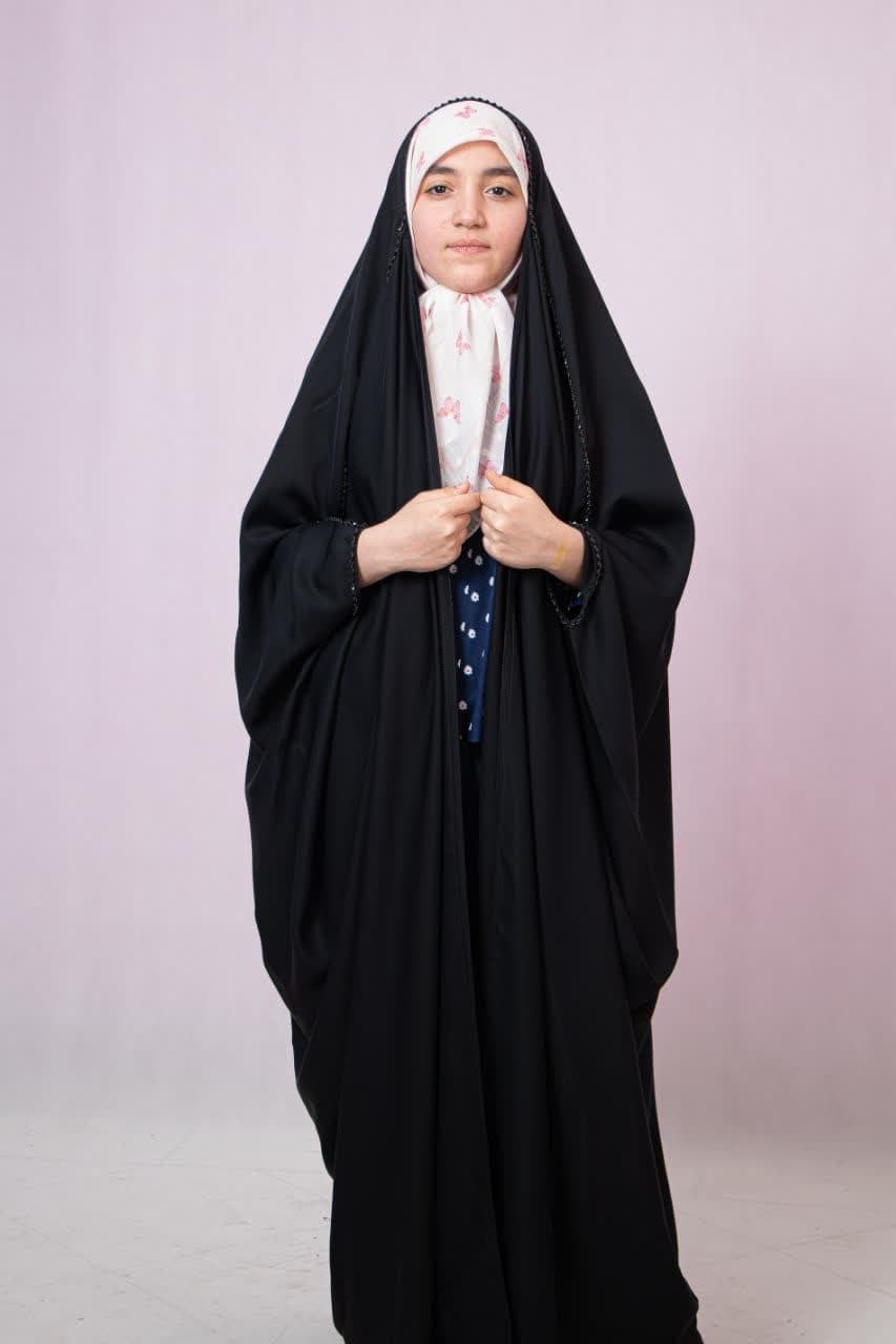 چادر دخترانه عبا جواهر ساقه طنابی — تصویر ۲