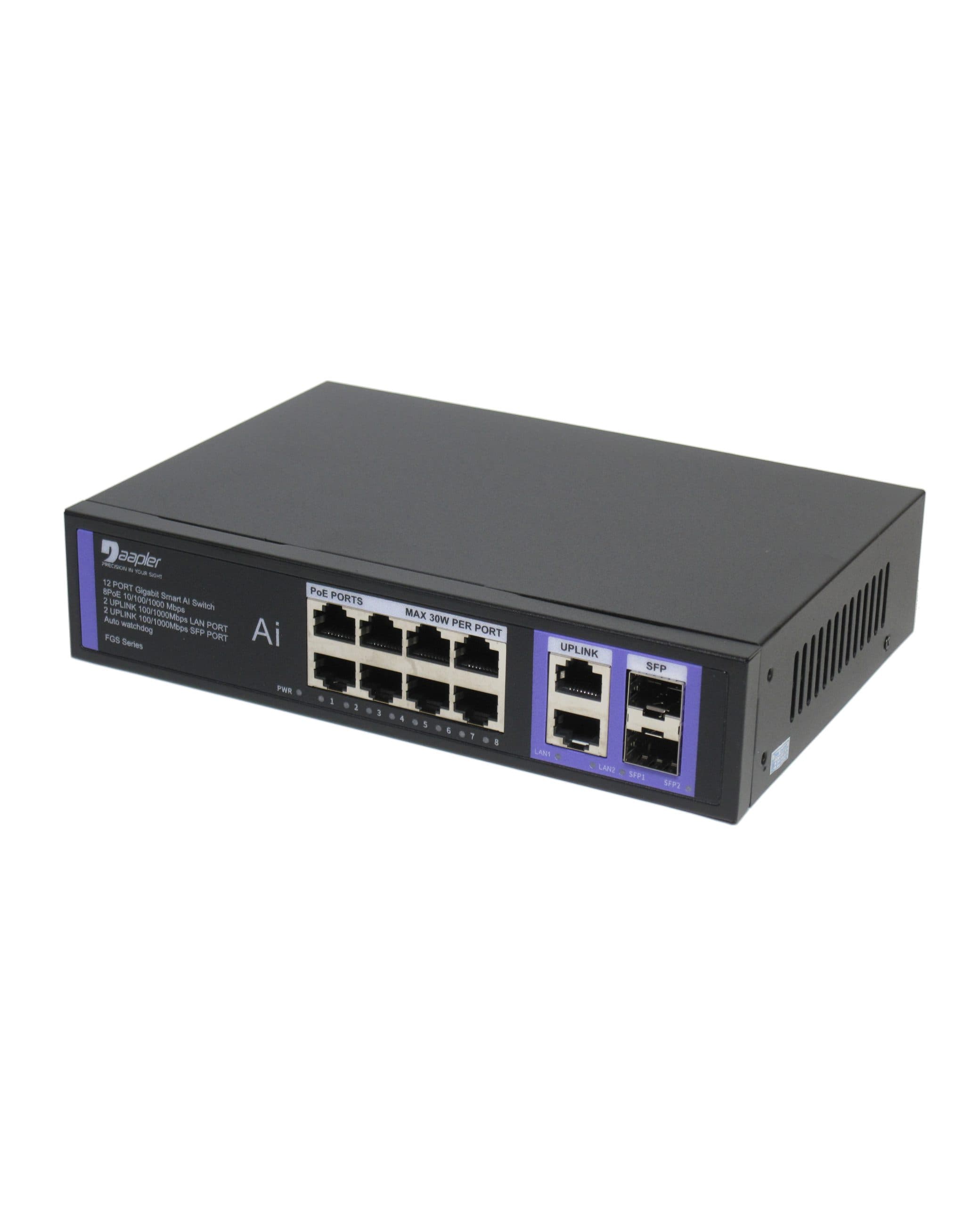 سوئیچ شبکه 8 پورت گیگ 10/100/1000 POE بدنه فلزی داپلر FGS822 — تصویر ۴