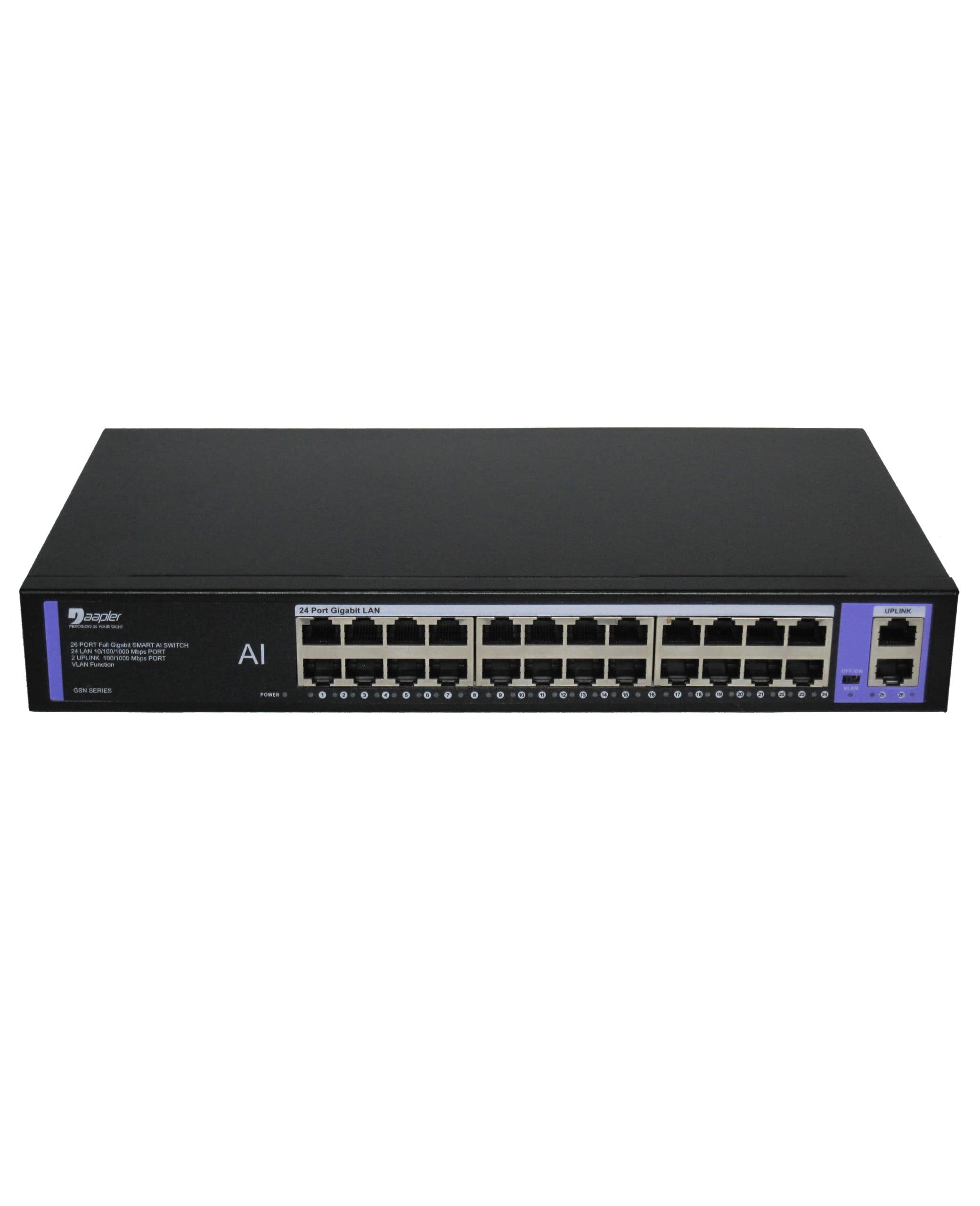 سوئیچ شبکه 26 پورت گیگ 10/100/1000 بدنه فلزی رک مونت داپلر GS24N — تصویر ۳