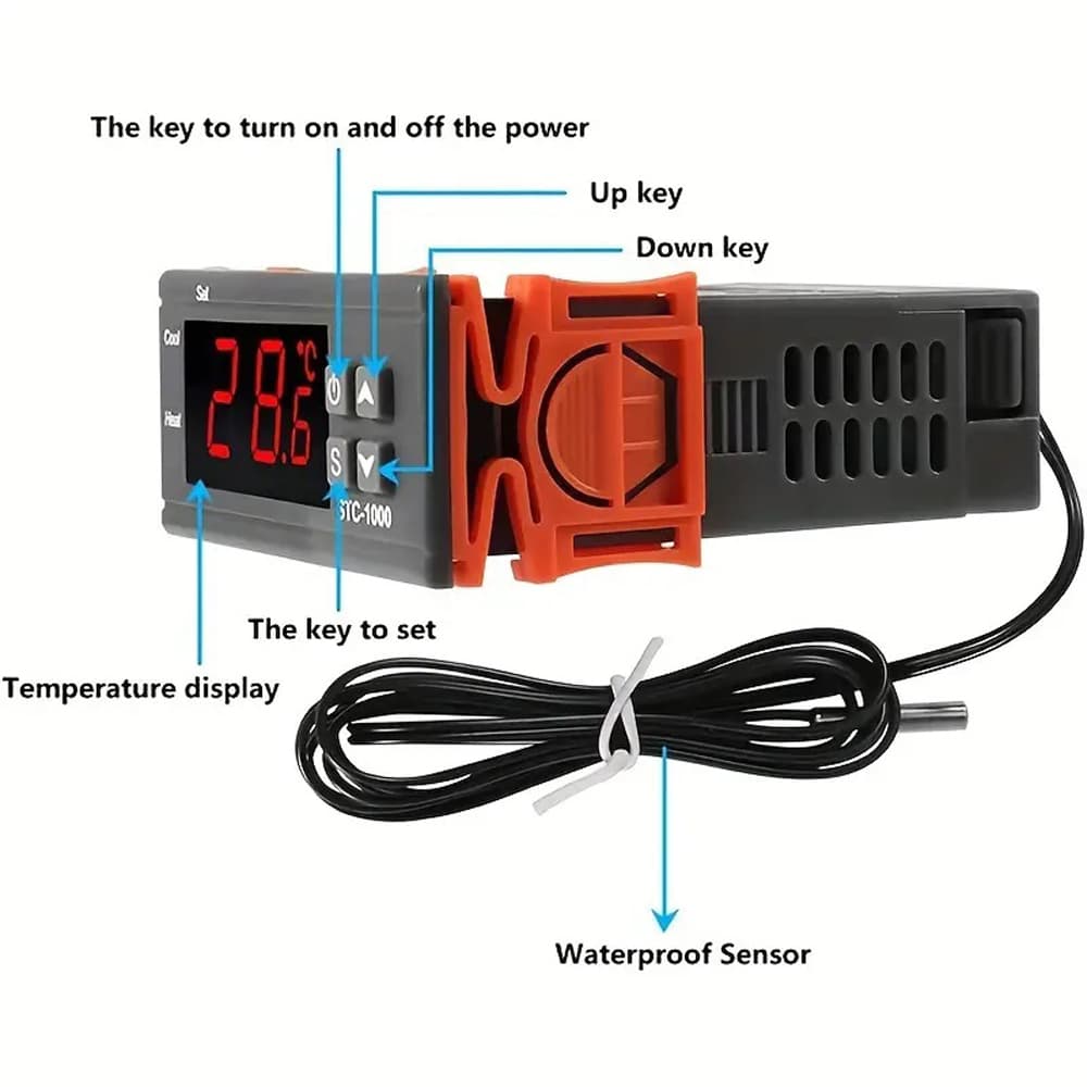 ترموستات دیجیتال STC-1000 24V | کنترلر دما گرمایش و سرمایش — تصویر ۶