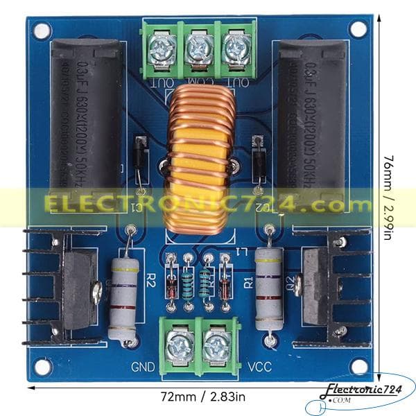 ماژول کوره القایی بدون کویل ZVS Induction Heater Blue — تصویر ۹