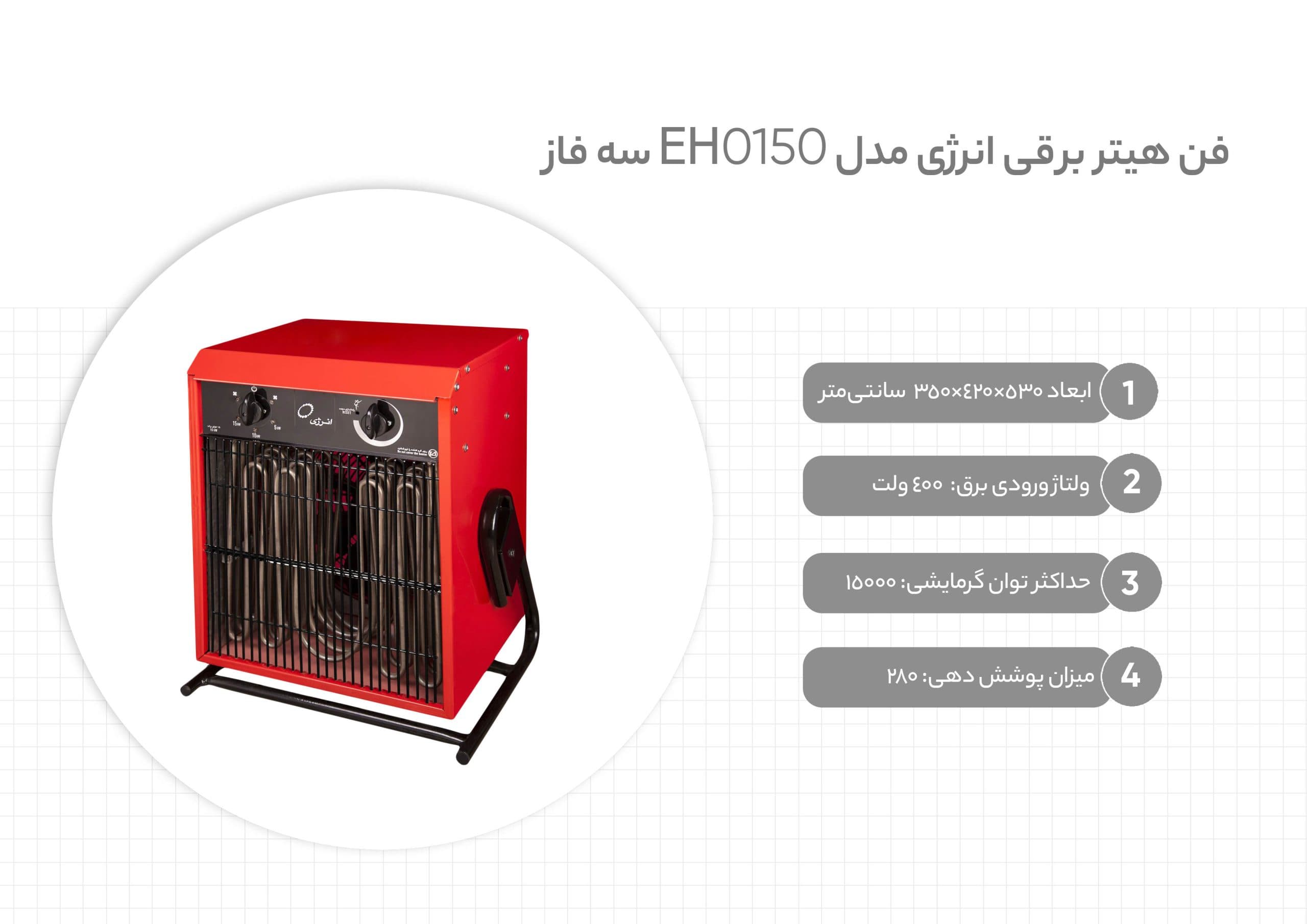 فن هیتر برقی انرژی مدل EH0150 سه فاز — تصویر ۴