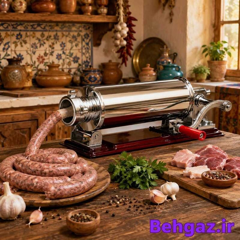 دستگاه پمپ سوسیس و کالباس افقی استیل 2.7 کیلویی — تصویر ۸