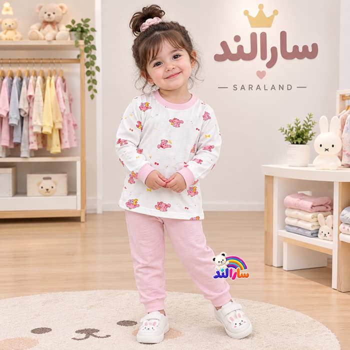 بلوز شلوار راحتی کودک وارداتی طرح ملودی 2 تا 5 سال
