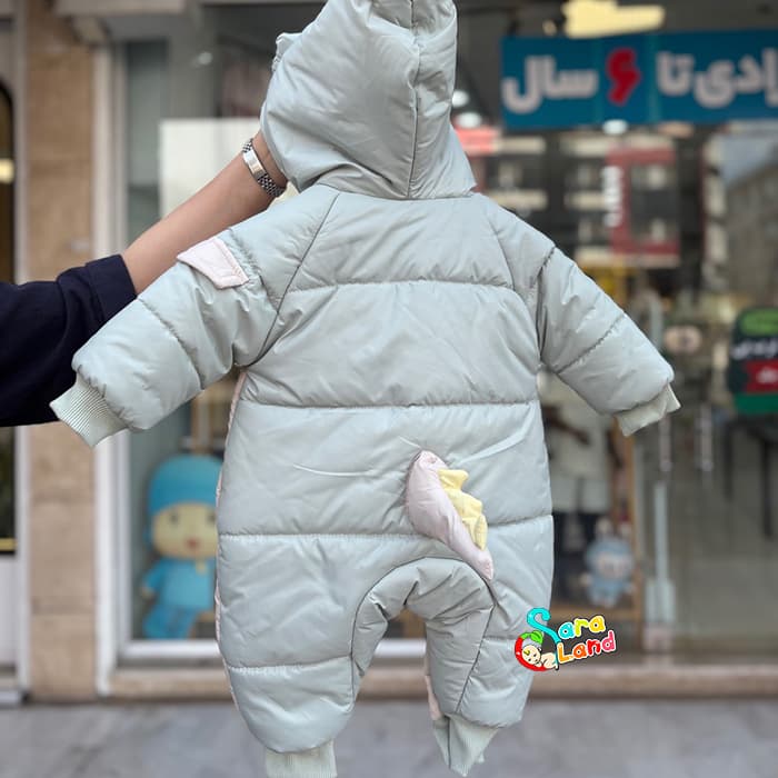کاپشن سرهمی داخل خز طرح دایناسور 3 تا 12 ماه — تصویر ۶