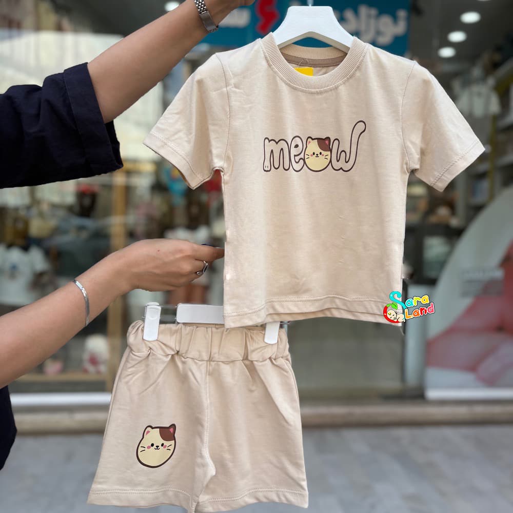 تیشرت و شلوارک طرح گربه 1 تا 4 سال — تصویر ۵