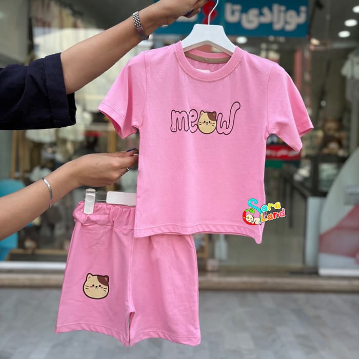 تیشرت و شلوارک طرح گربه 1 تا 4 سال