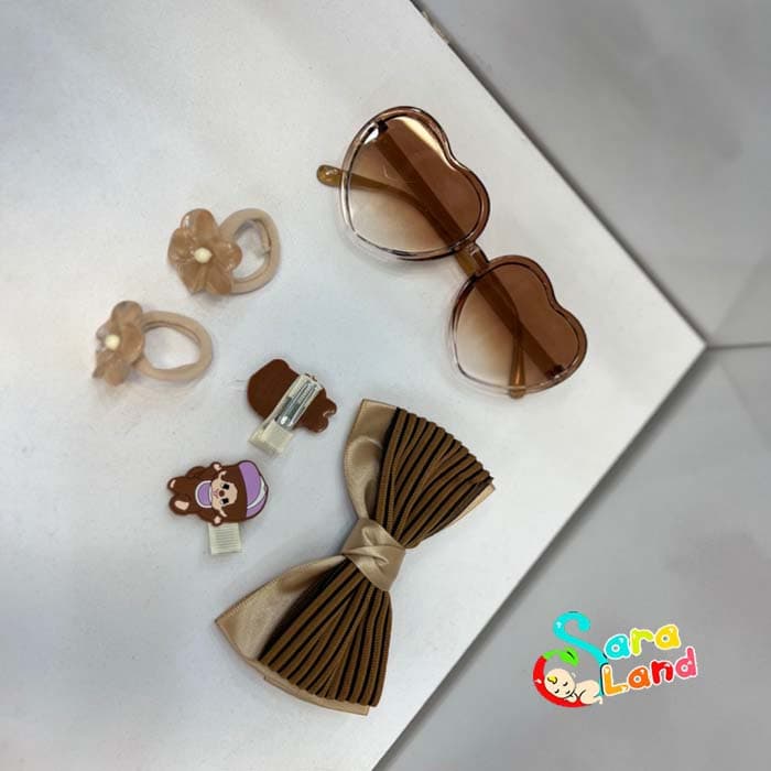 ست عینک دودی و گیره سر بچگانه دخترانه طرح قلب — تصویر ۲