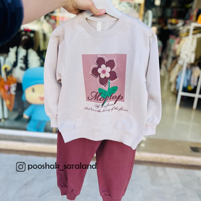 ست دورس و شلوار بچگانه طرح گل — تصویر ۳