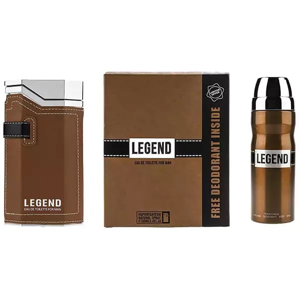 ست ادکلن امپر لجند قهوه ای با اسپری | Emper Legend For Men Gift Set — تصویر ۴
