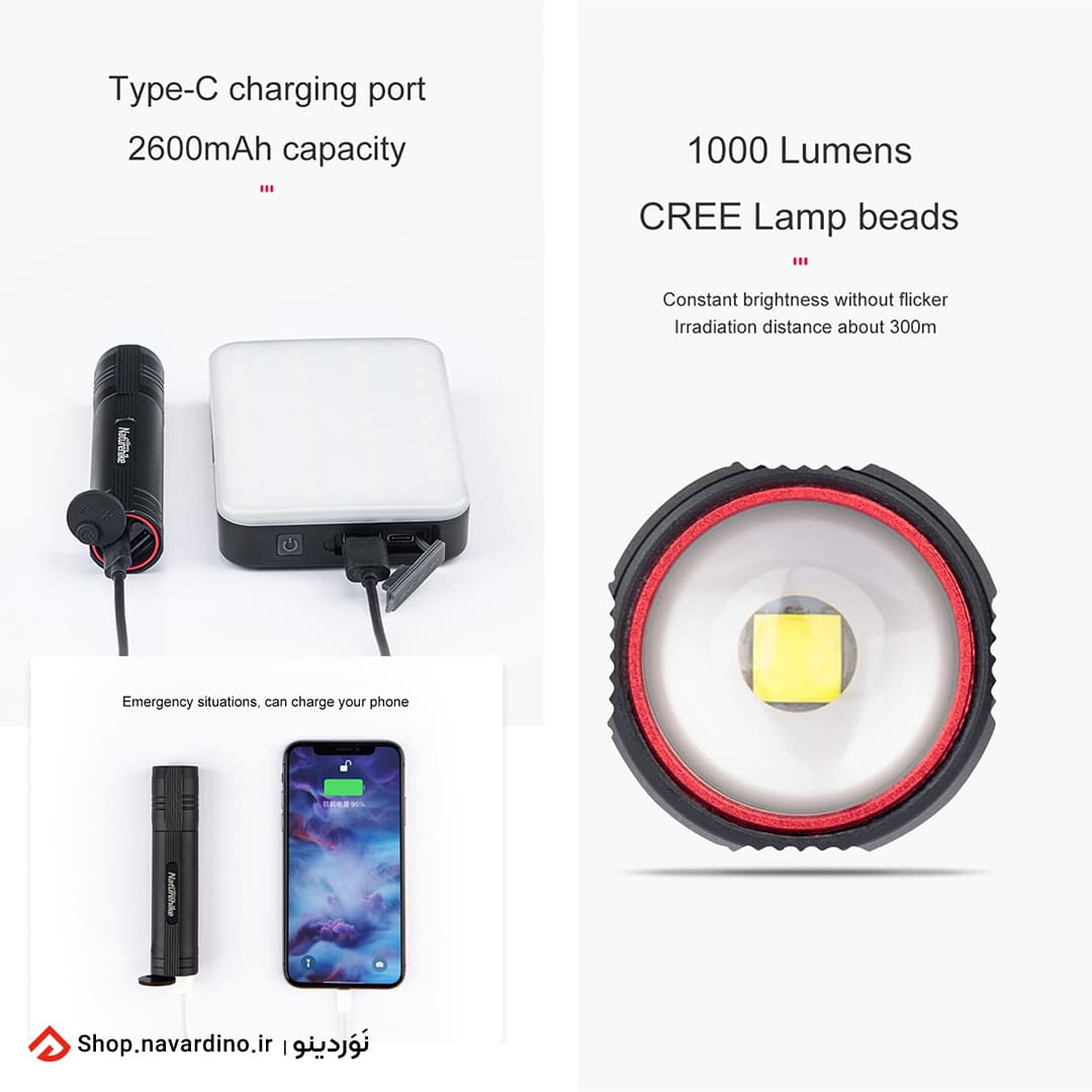 چراغ قوه نیچرهایک waterproof zoomable-torch — تصویر ۵