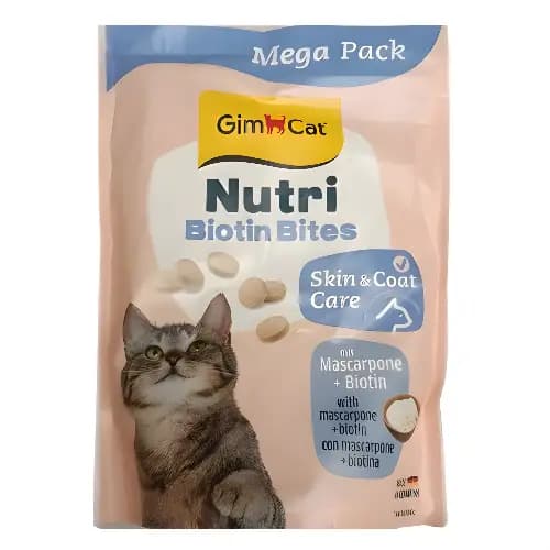 قرص تشویقی گربه بیوتین طعم پنیر جیم کت(Gim Cat Nutri Biotin Bites )۴۲۵ گرم
