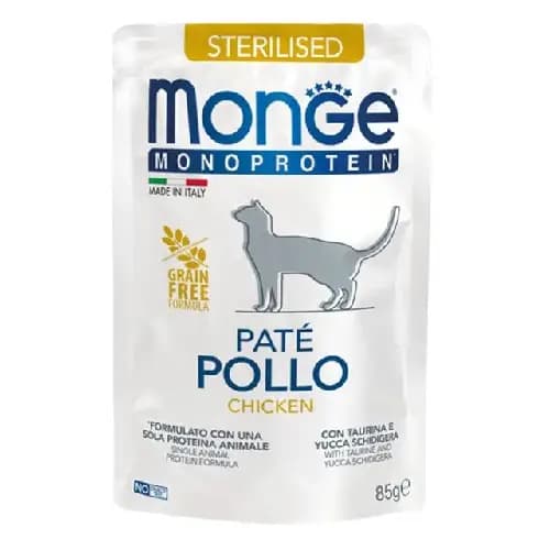 پوچ گربه استریلایزد مونژه طعم مرغ Monge Kitten Pate Trout با وزن 80 گرم