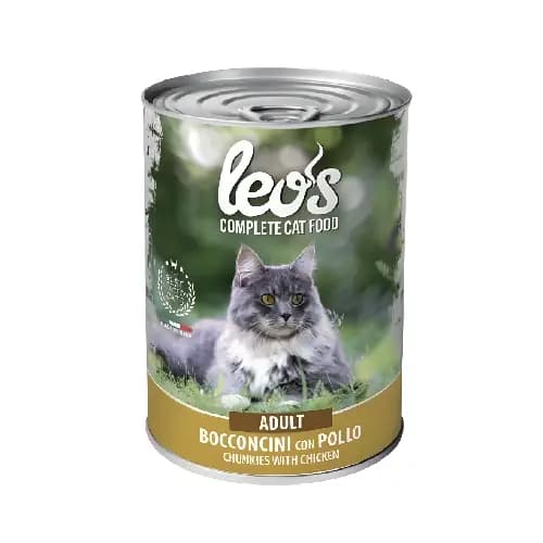 کنسرو ادالت گربه مونژه طعم مرغ Leos Adult Chunkies With Chicken با وزن 415 گرم