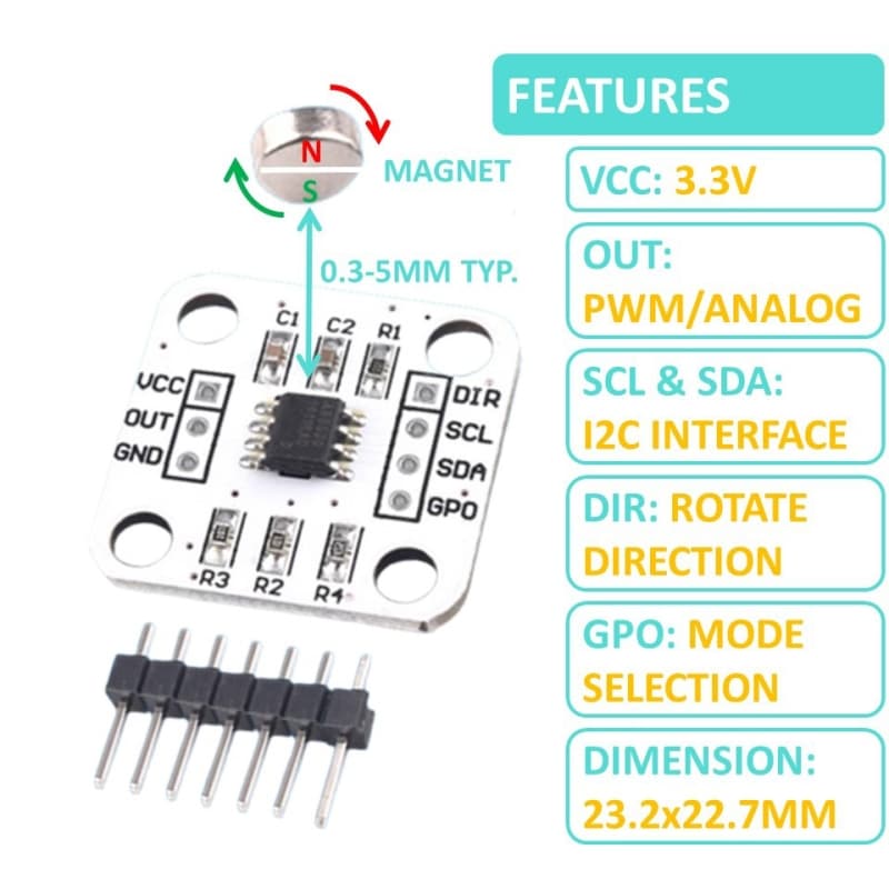 ماژول انکودر مغناطیسی AS5600 Magnetic Encoder — تصویر ۱۰