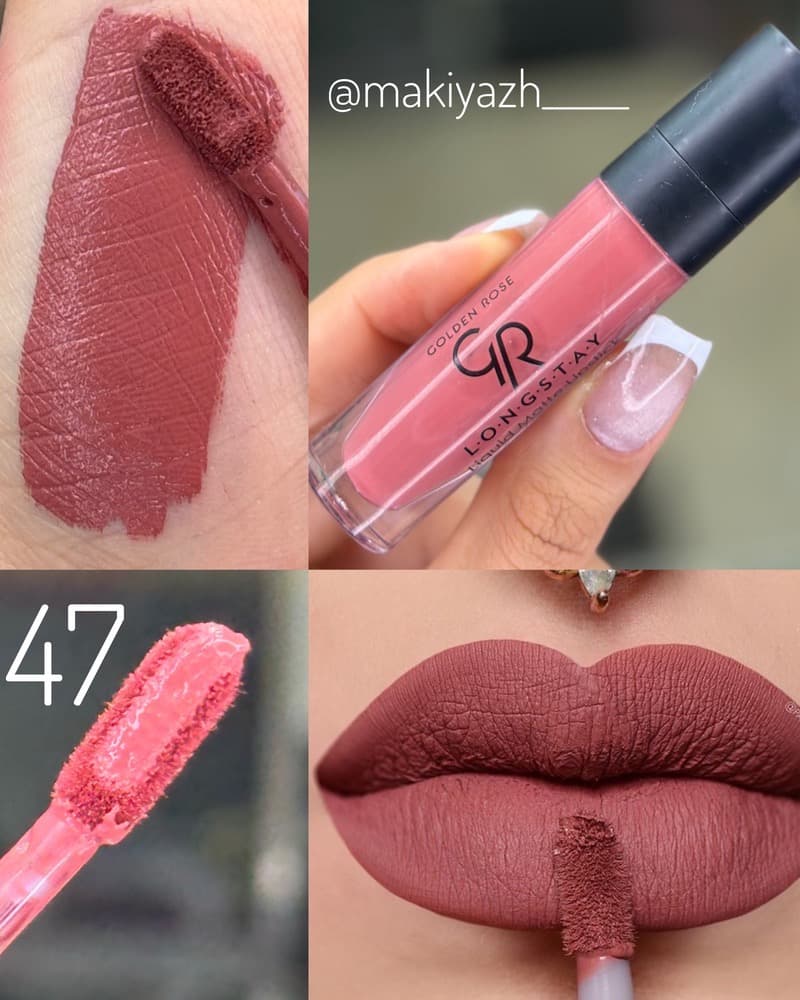رژلب مایع مات گلدن رز مدل Long Stay شماره 47 — تصویر ۳