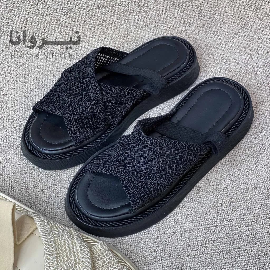 صندل زنانه طبی گیپور کش دار (مشکی و کرم) — تصویر ۹