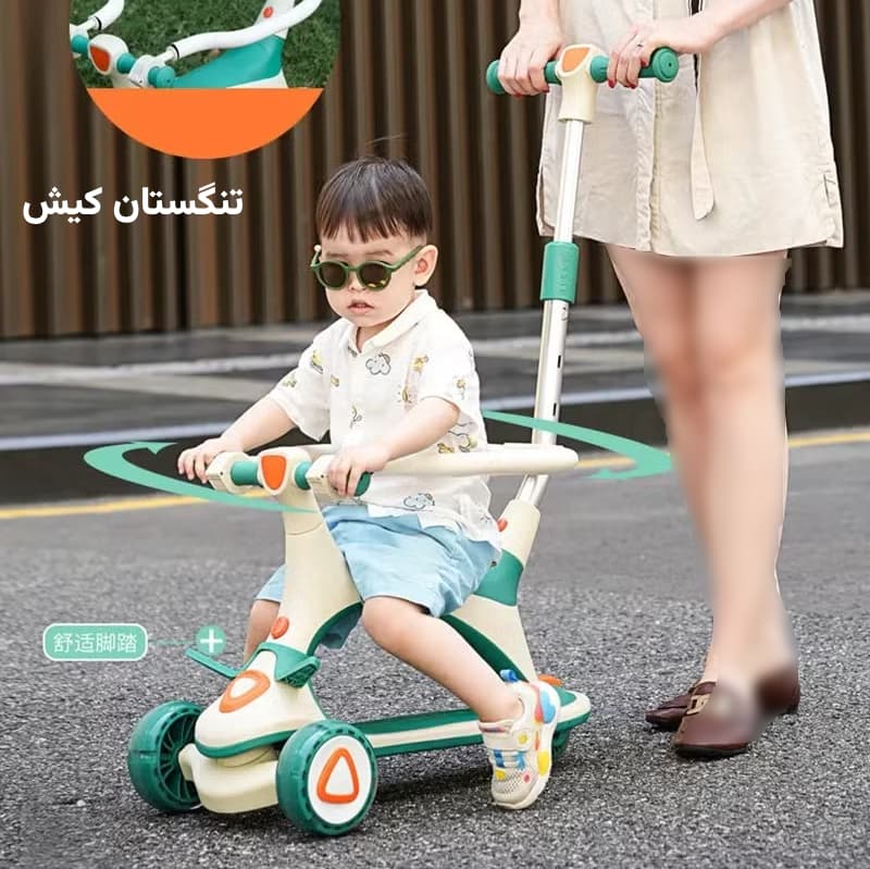اسکوتر چند کاره صندلیدار موزیکال(دسته هدایت والدین) مدل Nova Plus — تصویر ۵